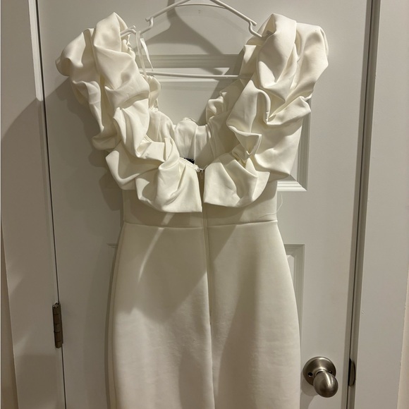 White Ruffle Mini Dress - Picture 5 of 7